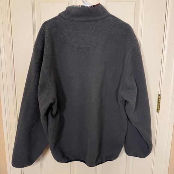 Southern Proper All Prep Fleece Pullover Gray Plaid Trim Snap Front Jacket Men L - Picture 4 of 8